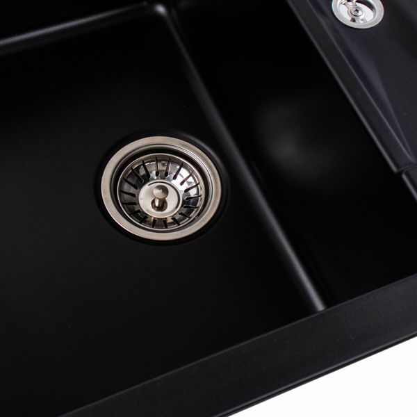 Гранітна мийка для кухні Platinum 7850 TROYA матова Чорна