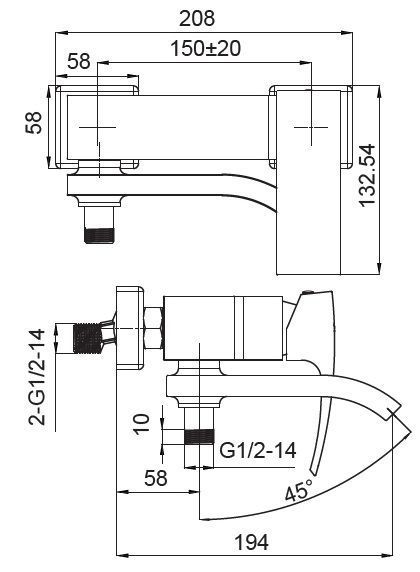 Смеситель для ванны с коротким изливом KOER KB-41007-04 Хром+белый (KR5157)