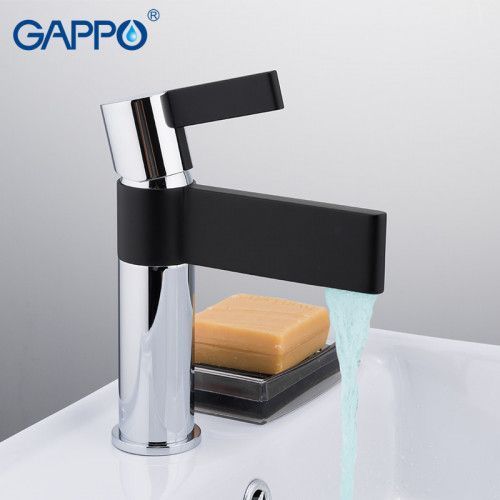 Змішувач для умивальника GAPPO Atalantic G1081, чорний/хром