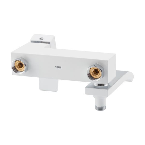 Смеситель для ванны с коротким изливом KOER KB-41007-04 Хром+белый (KR5157)