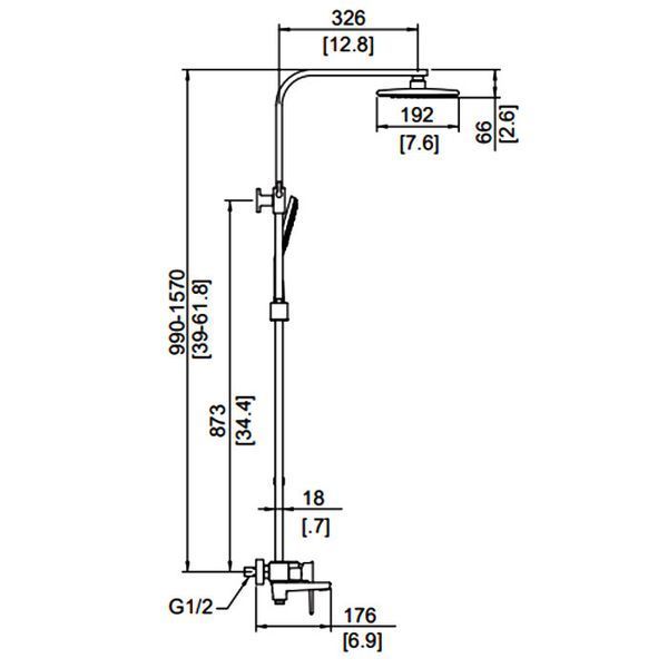 Душова система FAOP A2406, вилив - перемикач на лійку, 1-режим, хром