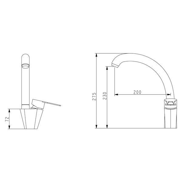 KIT4A-16 кухня одноваж. повортн. вилив вухо нерж гайка &Oslash;35 (сатин) {10/1}
