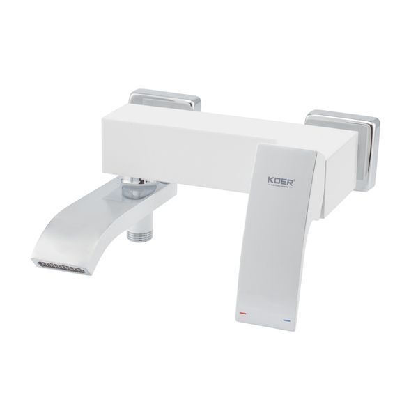 Смеситель для ванны с коротким изливом KOER KB-41007-04 Хром+белый (KR5157)