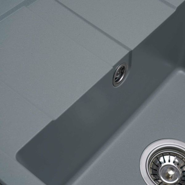 Гранітна мийка для кухні Platinum 5851 ARIA матова Сірий металік