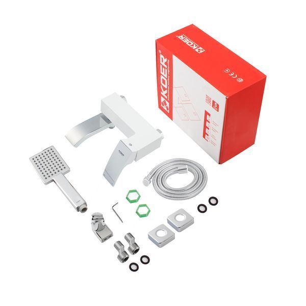 Смеситель для ванны с коротким изливом KOER KB-41007-04 Хром+белый (KR5157)