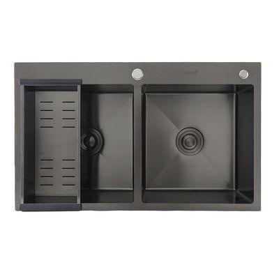 Кухонна мийка GAPPO GS8350-6 накладна 830x500 мм, нержавіюча сталь, поверхня PVD