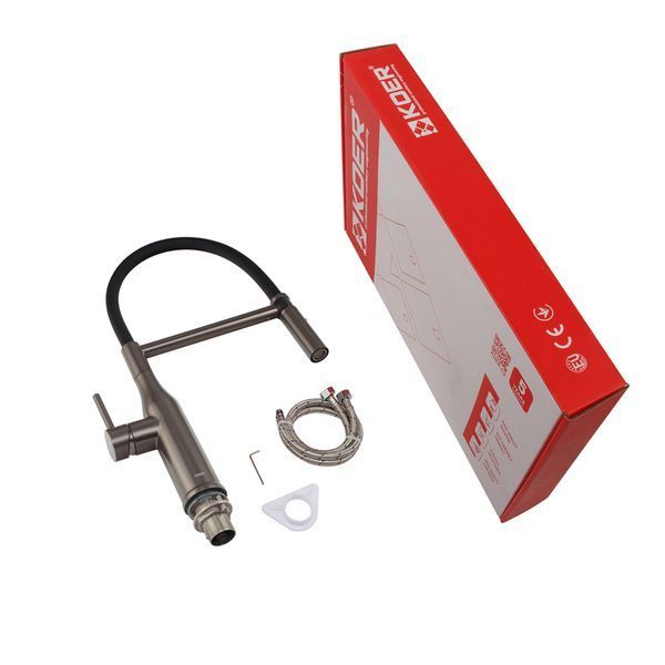 Смеситель для кухни KOER KI-70034-07 Графит+силик.излив черный (KR5810)