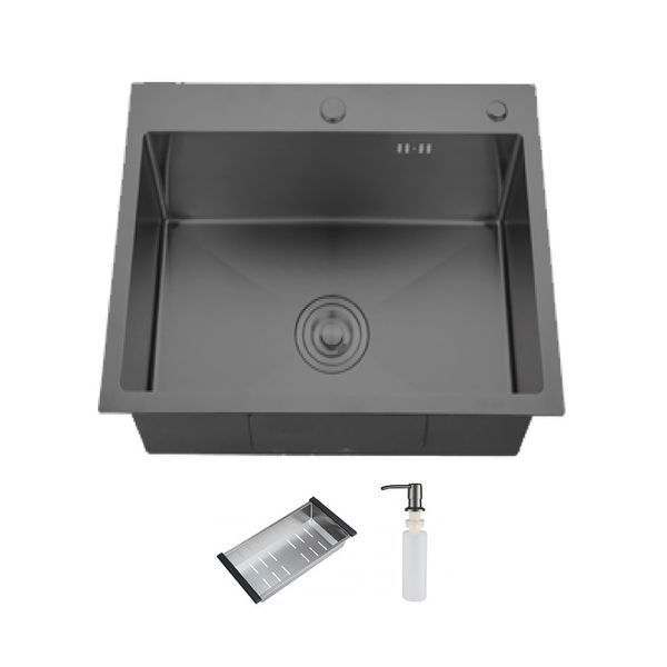 ID 6050 -G мийка одинар.600x500x215мм, (3.0/0.8мм), сифон, дозатор, кошик, PVD Grey {1/1}