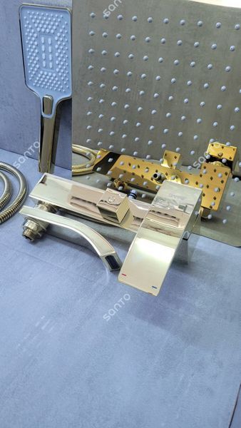 Душова система GAPPO G2407-3, вилив - перемикач на лійку, 3-функції, золото