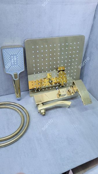 Душова система GAPPO G2407-3, вилив - перемикач на лійку, 3-функції, золото