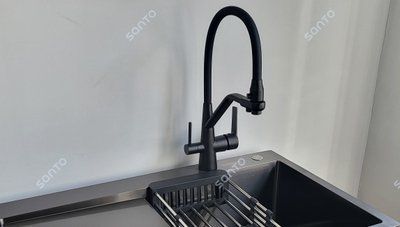 Змішувач для кухні на дві води Frap H74 F4374-6, чорний