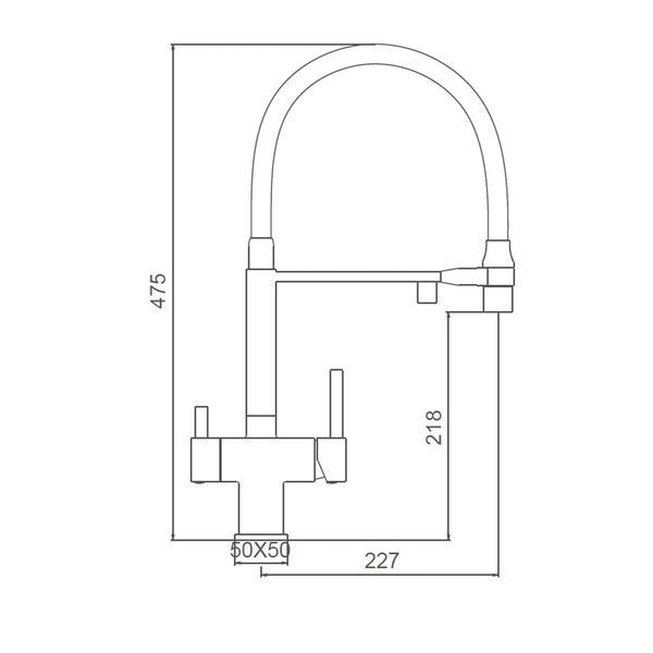 G4395-56 кухня під осмос одноваж. вис. силікон. вилив лат. шпилька карт.90&deg; &Oslash;35 (чорний) {8/1}